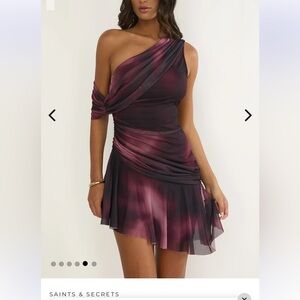 Elegant One Shoulder Dress in Purple